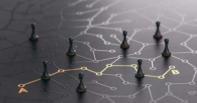 3D illustration of a conceptual maze; roadmap