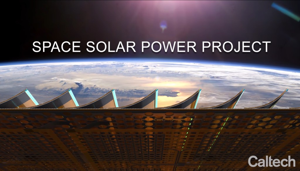 CG render of solar panels floating above the earth.