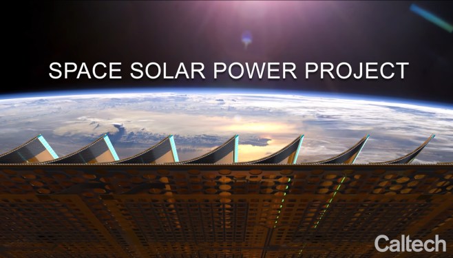 CG render of solar panels floating above the earth.