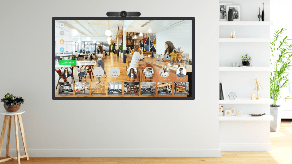 Video Window Remote office view on big screen TV.