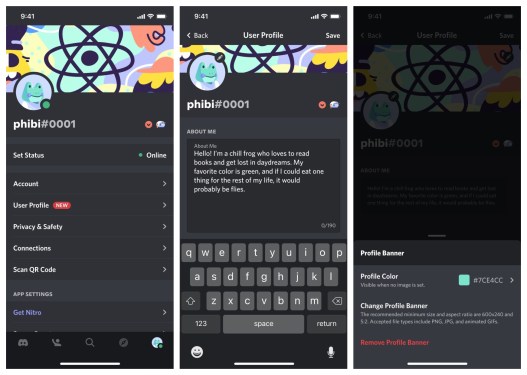 Discord custom profiles screenshots
