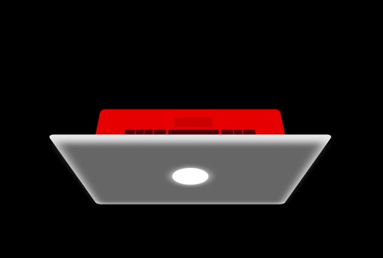 illustration of red and grey laptop on black backdrop