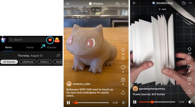 Images of new Reddit features