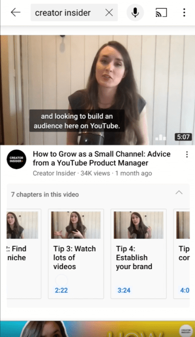 chapters appear in youtube search