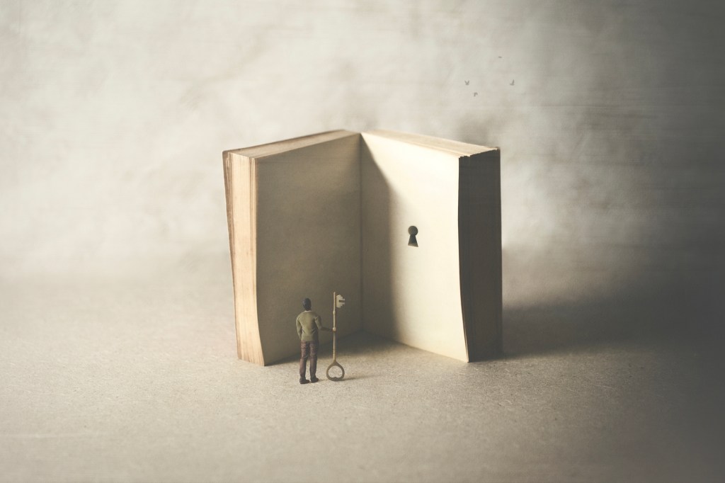 key in a book