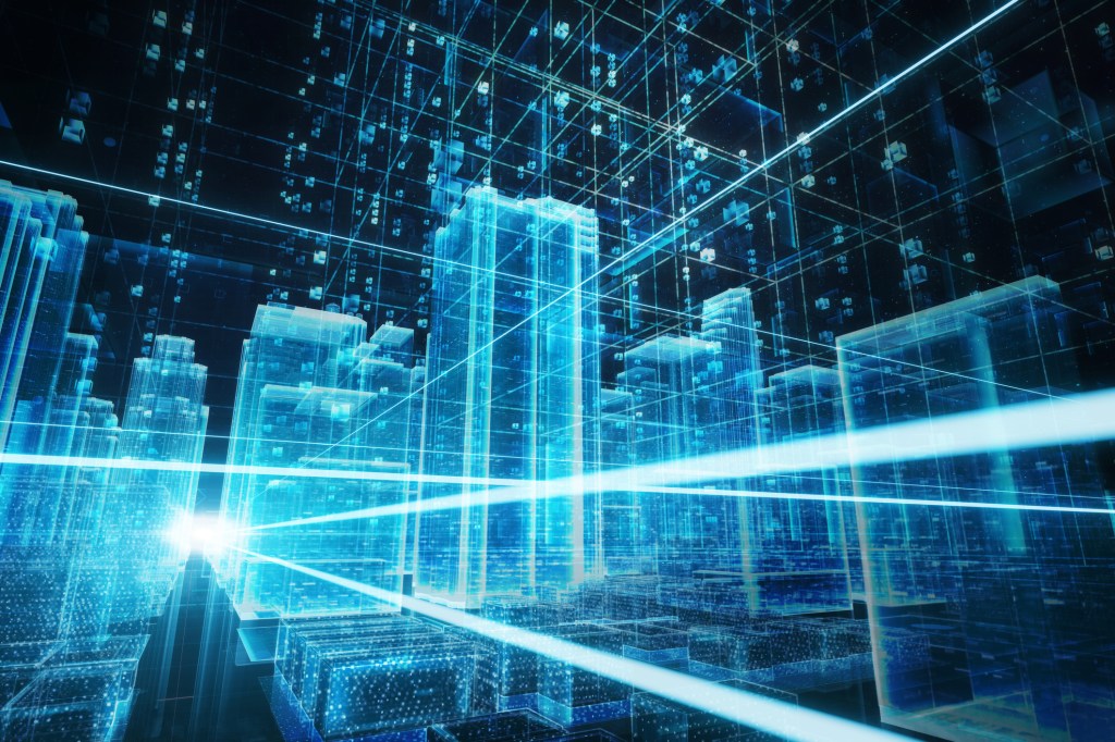 Futuristic data structure showed with cube data.