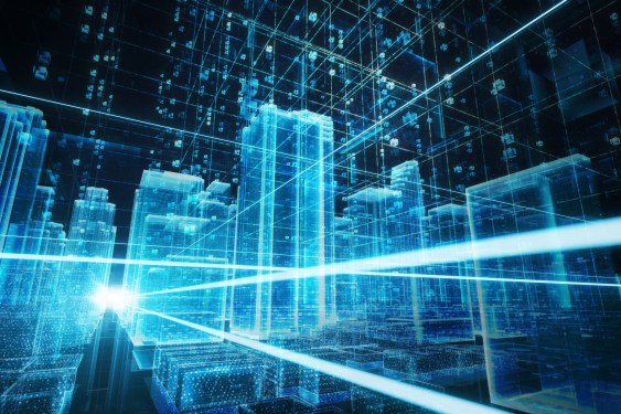 Futuristic data structure showed with cube data.