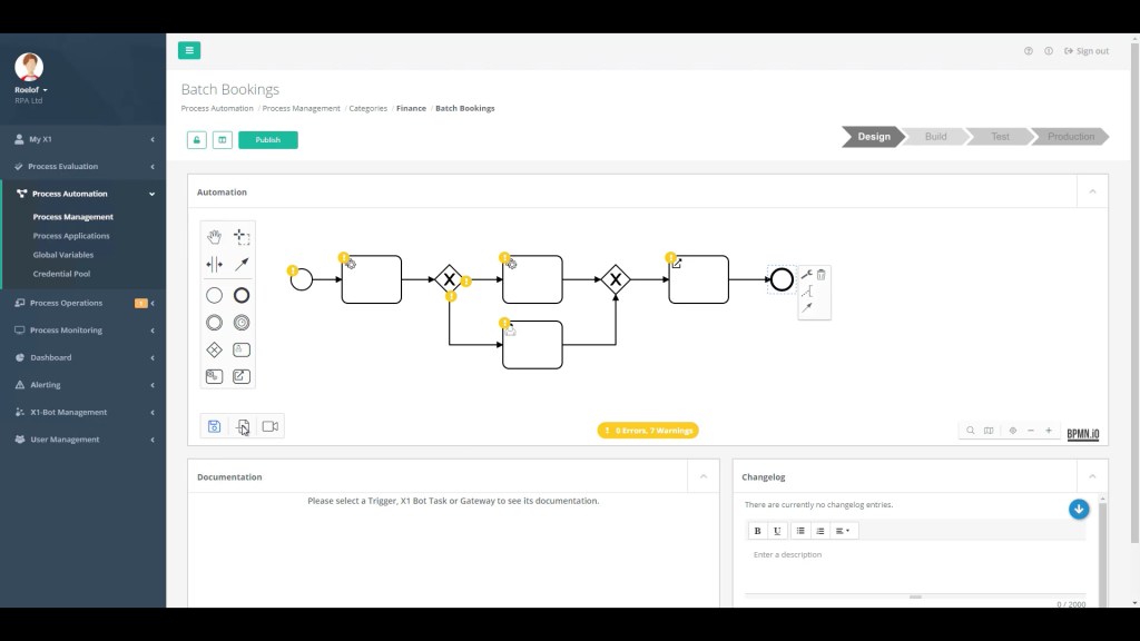 Mulesoft RPA workflow layout