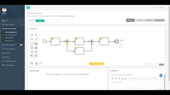 Mulesoft RPA workflow layout