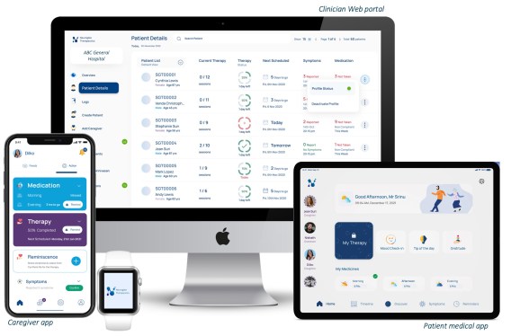A photo of Neuroglee's digital therapeutics platform for caregivers, patients and clinicians