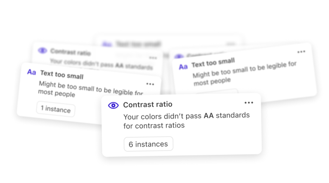 Messages that might appear in Stark warning users of potential accessibility issues