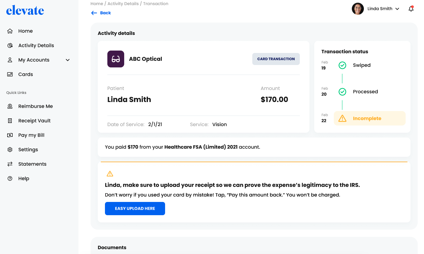 Elevate consumer directed benefit dashboard