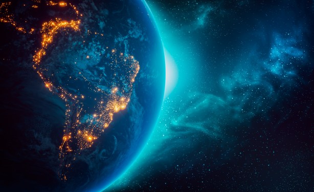 City lights of South America.