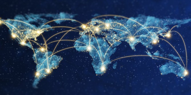 World map of network communication