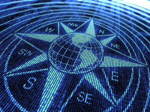 a digital illustration of an eight-point compass