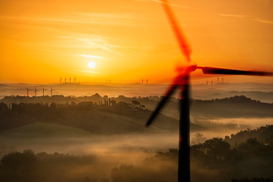 wind turbine over landscape