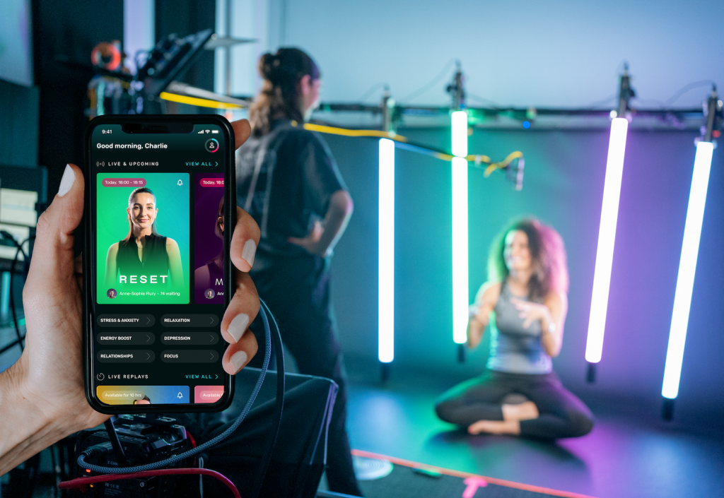 MindLabs' smartphone app pictured in its West London studio with an instructor in the background
