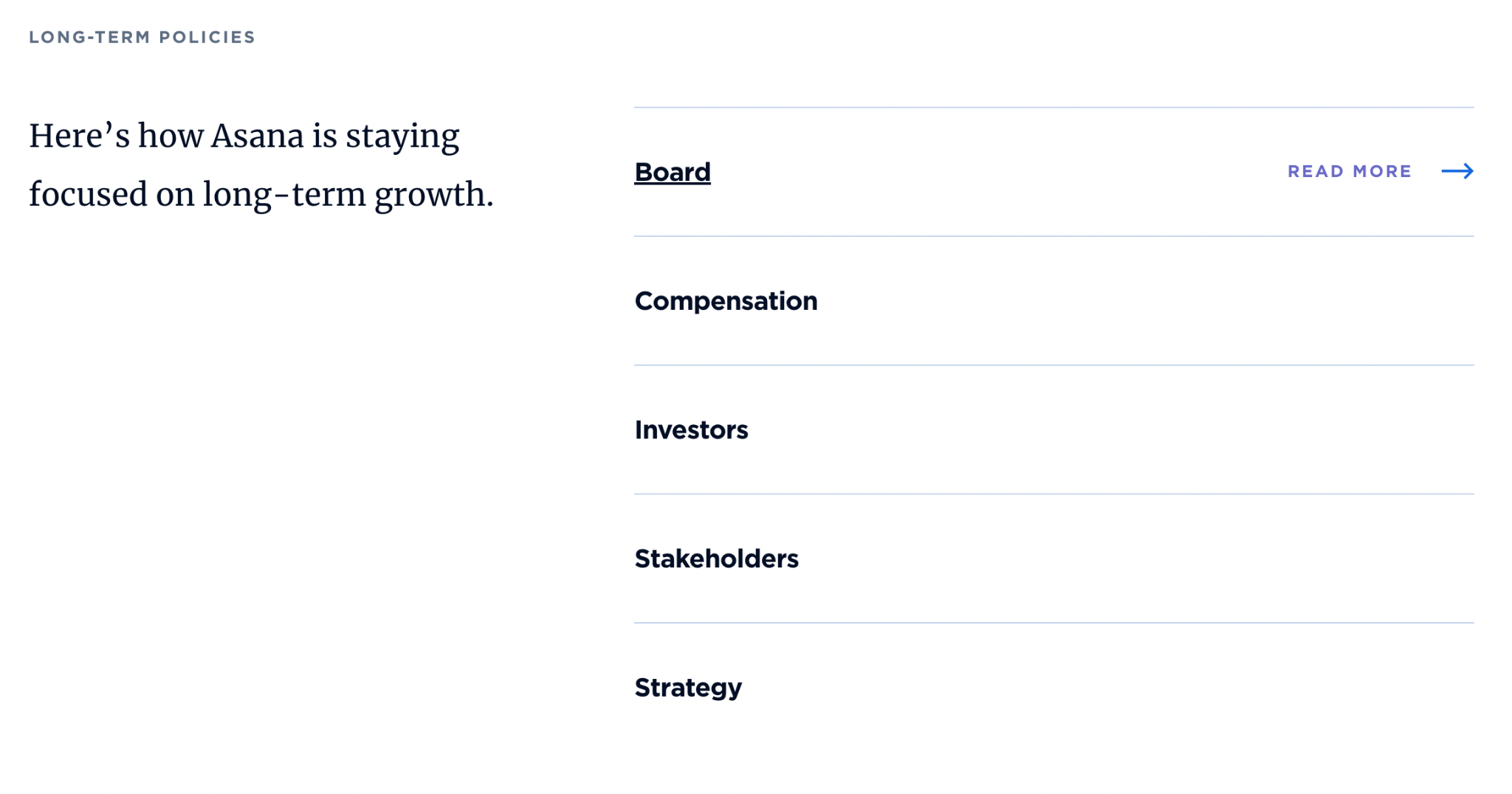Screenshot of a search for Asana on the LTSE