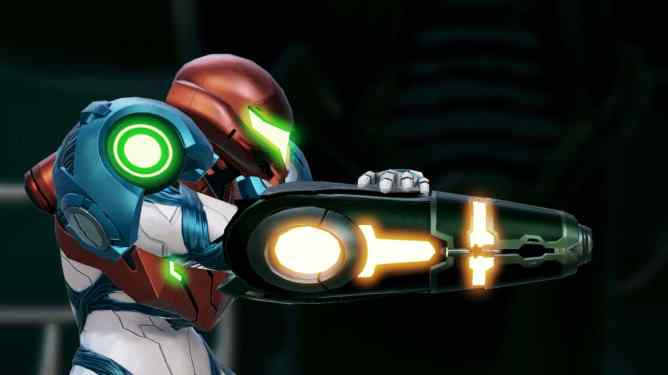 Image showing Samus from Metroid pointing her arm cannon.