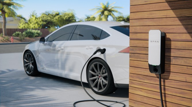 SPAN Drive device charging an EV