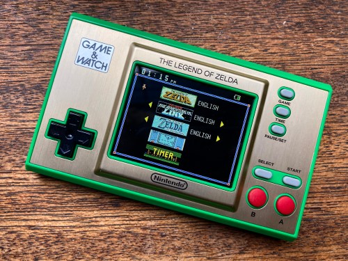 Nintendo's Zelda Game & Watch seen from above.
