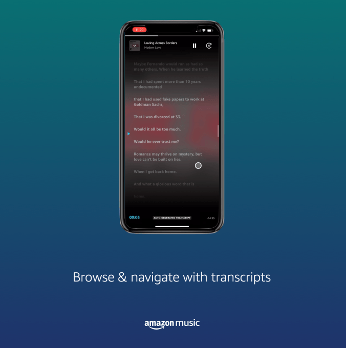 Amazon music podcast transcriptions