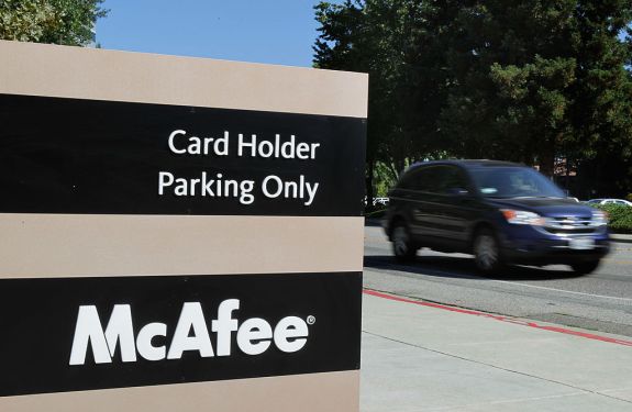 McAfee headquarters sign in Santa Clara, California.
