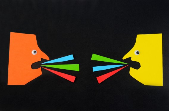 Two faces talking to each other.