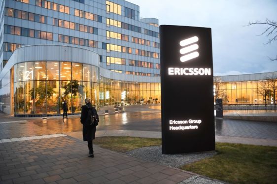 A woman walks past the Ericsson headquarters in Stockholm, Sweden, on January 24, 2020. - Swedish telecom giant Ericsson presented the company's fourth quarter and 2019 full year result. (Photo by Fredrik SANDBERG / various sources / AFP) / Sweden OUT (Photo by FREDRIK SANDBERG/TT News Agency/AFP via Getty Images)