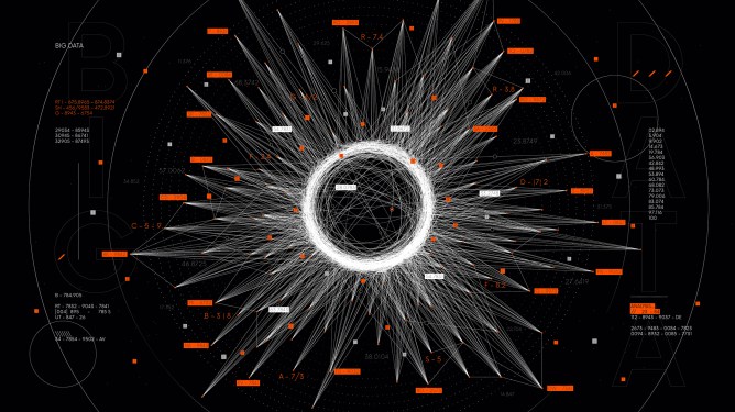Cluster classification visualization big data stream, database cloud, futuristic technology hub