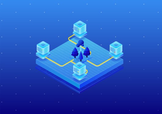 Concept of environmental friendly IT data center. Isometric 3D vector illustration of server farm powered by sustainable energy.