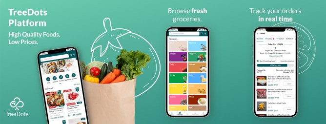 App screenshots from TreeDots, a Singapore-based startup focused on reducing food waste in Asia