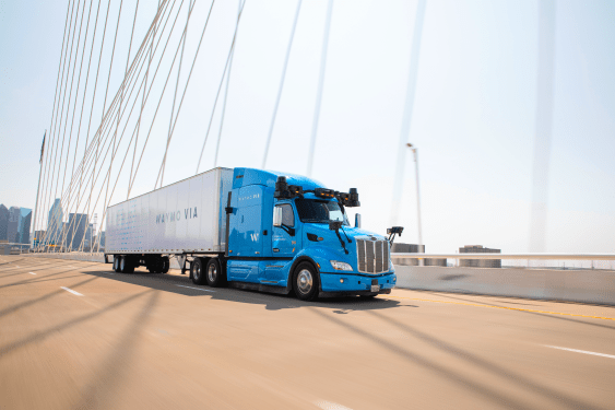 a waymo via class 8 truck self driving in texas