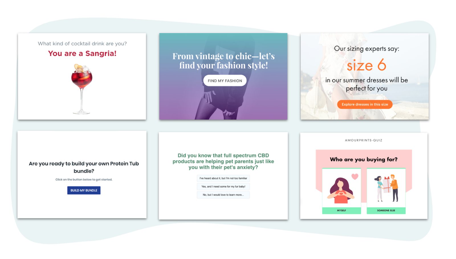 A few examples of quizzes to gather zero-party data