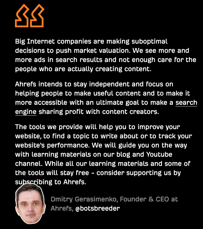 Summarize the value of your offering through a personal founder's note.
