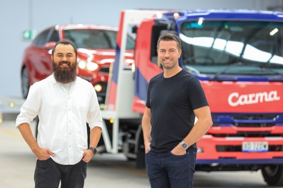Co-founders of Carma, a used car online dealership platform, Yosuke Hall (left) and Lachlan MacGregor (right).