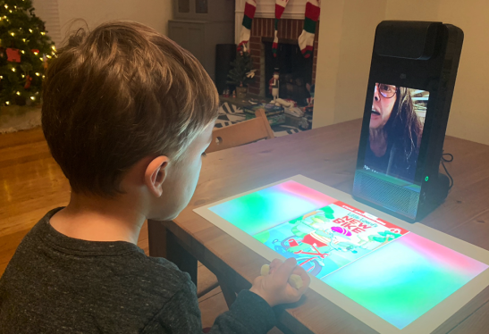 child interacting on Amazon Glow