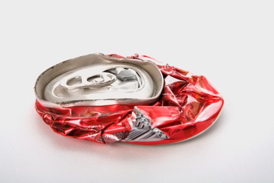 Close-up of a crushed can