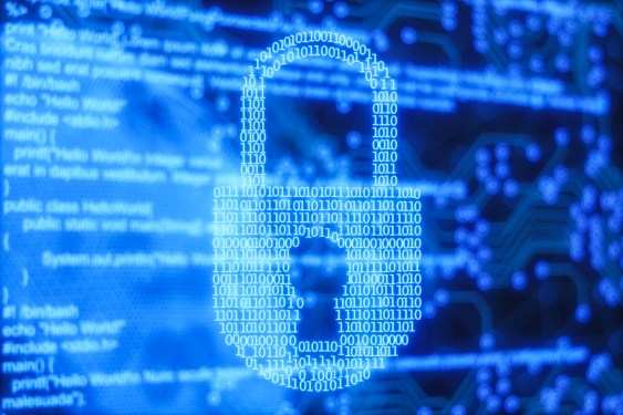 Code lock over code to symbolize code security concept.