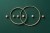 Image of crossing rings with spheres on a green background.