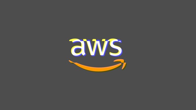 glitchy art of AWS' logo