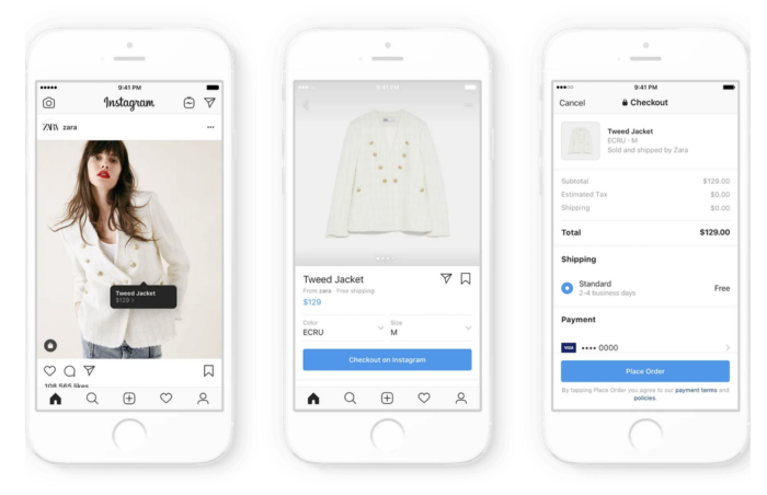 Instagram’s in-app shopping experience.