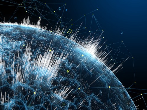 Digital generated image of global data visualisation.