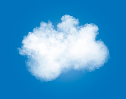 Explosion with clouds of dust and white smoke on a blue background.