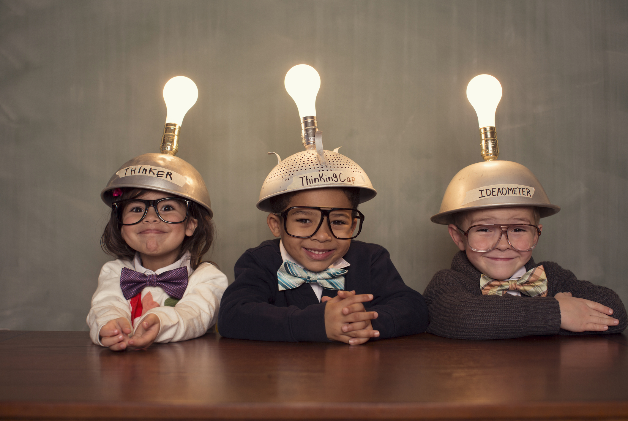 Children Wearing Lighted Helmets