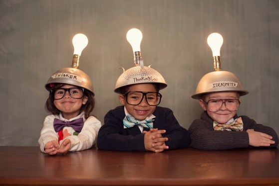 Children Wearing Lighted Helmets