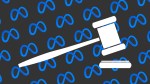 illustration of gavel with meta logo in background