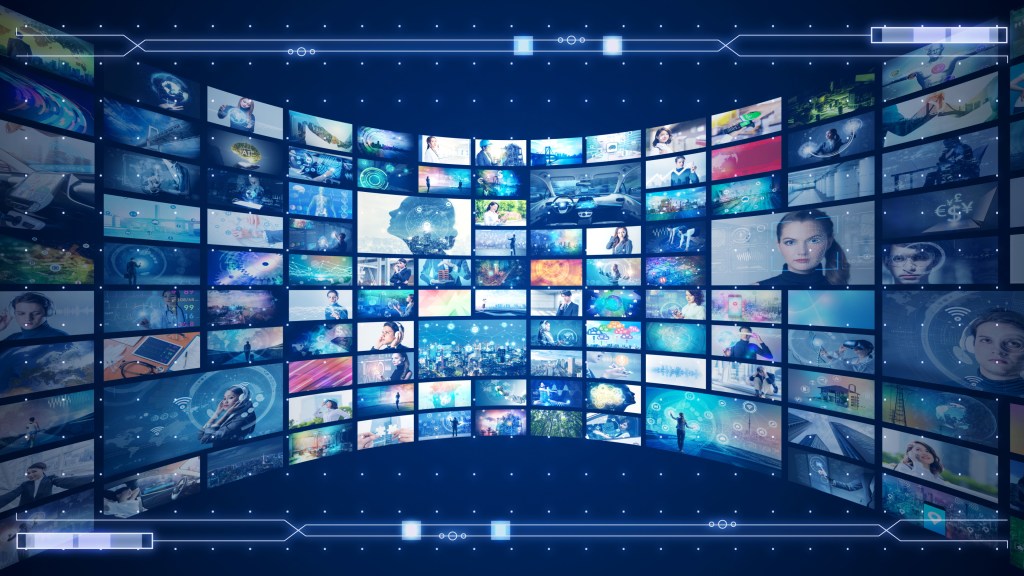 Wall of videos to represent choices in a streaming video service.