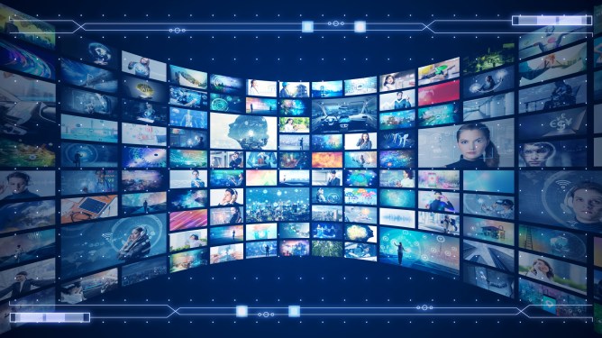 Wall of videos to represent choices in a streaming video service.