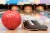 Bowling shoes and ball on the lane